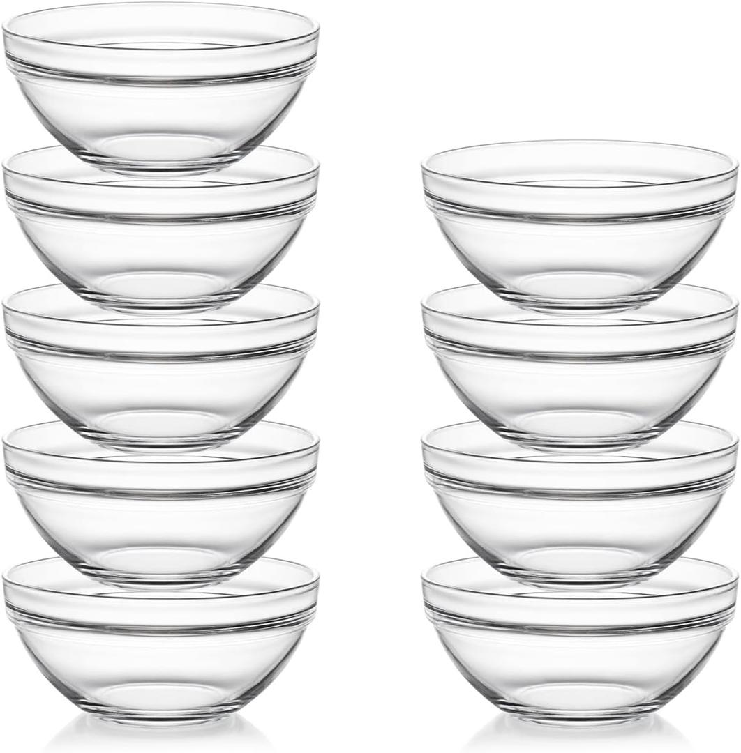 3 x Sweejar 4.5 inch Small Glass Bowls Set, 12 oz Prep Bowls for Cooking, Small Bowls for Kitchen, Dessert Bowls for Ice Cream, 9 pack