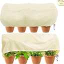 Plant Frost Cover, Rectangular Planter Plant Winter Frost Blanket with Drawstring, Garden Netting for Garden Protection, Raised Beds in Winter Bark 2 Pcs(59 * 15.7 * 17.7 INCH)