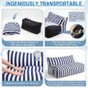 Outdoor Bean Bag Chair for Adults, Luxury Loveseat with Removable Waterproof Cover, Oversized Poolside Lounge Chair with Side Pocket, Comfy Lazy Sofa Sun Couch for Poolside, Patio, Deck(Blue,White), 51" x 36.5" x 27.5"