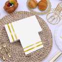 100 Pcs White and Gold Napkins - Gold Paper Napkins Disposable - Premium Quality Gold Dinner Napkins for Bathroom Kitchen Wedding Birthday Anniversary Party