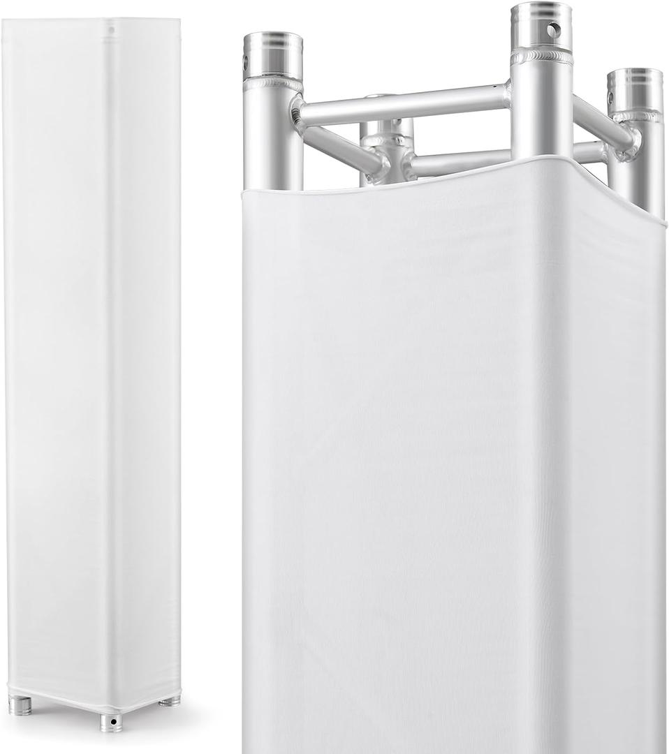 2 Pcs White Truss Cover Fits 8 ft x 12 in Box Truss Scrim Elastic Fabric Seamless Integration Easy Installation Pull over Sleeves Christmas