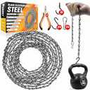 [Upgraded] 79” Black Electroplated Steel Hanging Chain with S-Hooks, Snap Hooks, Ceiling Hooks & Pliers, 33LBS Load Capacity, Adjustable Length for Hanging Bird Feeders, Planters, Lanterns, Billboards