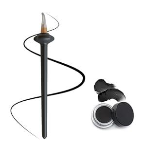 Ylapagne 1 Set Silicone Eyeliner Brush Eyeliner Guide Tools Waterproof Eyeliner Kit Reusable Eyeline with Black Eyeliner Cream Easy No-Skip Eyeliner Gel(Black)