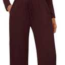 Two Piece Sets for Women Long Sleeve Wide Leg Tracksuits 2 Piece Lounge Sets Winter Casual Sweatsuits Matching Sets (Brown, L)