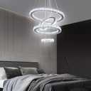Crystal Chandeliers Modern LED Rings Pendant Light Adjustable Stainless Steel Ceiling Light Fixture for Living Room Dining Room Bedroom(Multicolor,Non-dimmable or Fix Color)