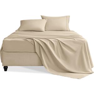 King Size Sheets Set, 4 Pieces Hotel Luxury Soft Microfiber Bed Sheets Set, Up to 16" Deep Pockets, Oeko-Tex Sheets with Elastic, Breathable, Wrinkle Free