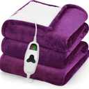 greenoak Heated Blanket Electric Throw 50"X60", Heating Blanket with 10 Heat Levels 8 Hours Auto-Off, Fleece Soft Blanket, Christmas Birthday Gifts for Mom, Taro Purple