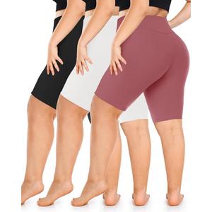 Diu Life 3 Pack Biker Plus Size Shorts for Women with Pockets - High Waist 8" Black Workout Shorts for Yoga 4XL
