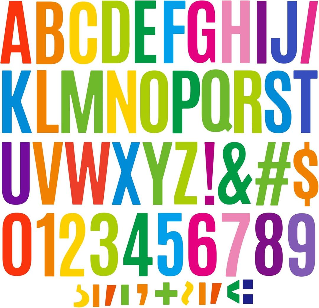 220 Pcs 6 Inch Large Bulletin Board Letters for Classroom,6" Big Font Letter Stickers Alphabet Number Vinyl Self Adhesive Stickers for Poster Board Display Chalkboard School Home Decor Colorful