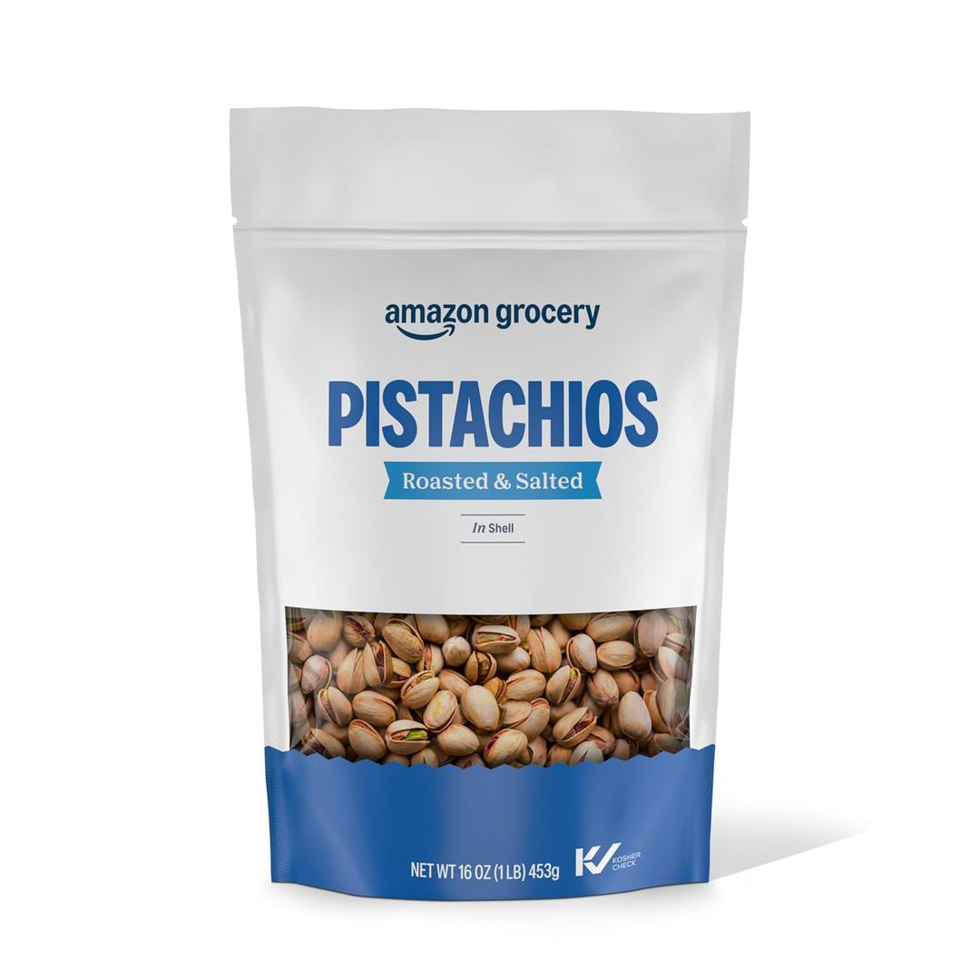 Amazon Grocery, Pistachios, Roasted & Salted, In Shell, 16 Oz (EXP 06/05/27)