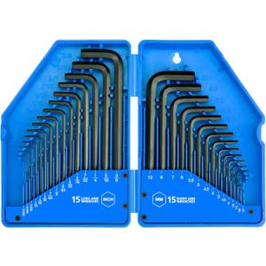 31-Piece Premium Hex Key Allen Wrench Set with Storage Case, SAE and Metric Assortment | L Shape, Chrome Vanadium Steel, Precise and Chamfered Tips | SAE 0.028 inch - 3/8 inch | Metric 0.7mm - 10 mm