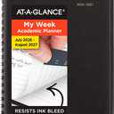 AT-A-GLANCE Planner 2026-2027 Weekly Academic 14-Month July-August Hourly Appointment Book, 5" x 8", Black (7010105)