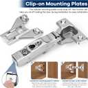 50 Pack 1/2'' Overlay Face Frame Soft Close Hidden Cabinet Hinges, 105 Degree 3D Adjustable Clip On Plate Concealed Kitchen Cupboard Door Hinges with Screws