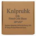 Knlpruhk Silk Fitted Crib Sheet 28" x 52" Surface (100% Pure Mulberry Silk) 9" Deep Pocket (Satin) for Baby Hair 19 Momme 6A High Grade Fibers Ultra Soft Smooth Breathable Pink