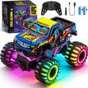 Remote Control Monster Truck Toys for Kids, 1:20 Scale 2.4GHz RC Car with Lights, All Terrain Rechargeable RC Truck with 2 Rechargeable Batteries, Toy Gift Birthday Christmas for Boys Girls Toddlers
