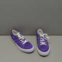 Obtaom Women's White Play Fashion Sneakers Cute Lace up Canvas Shoes Low Top Washed Canvas Flat for Lady (10, Purple)