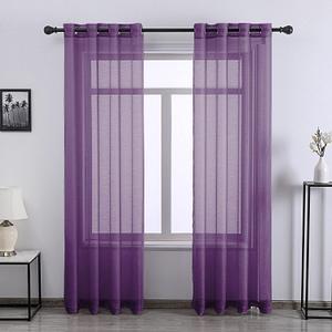 DONREN Deep Purple Curtains 84 Inch Length for Girls Bedroom - Set of 2 Panels Grommet Window Sheer Voile Drapes for Kids Living Room, W 52 x L 84 Inches Long