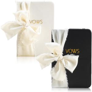 2 Pcs Black White Vow Books with Ribbon 5.6 x 4 Inch Pocket Sized Embossed Wedding Vow Books Ceremony Speech Promise Journal for Wedding Bridal Shower Gifts