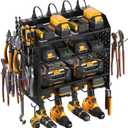 CCCEI Modular Pegboard Rack Power Tool Organizer with Charging Station. 4 Layer Wall Mount Drill Holder, Tool Battery Charger Organizer. Garage Shop Storage Utility Shelf with 10FT Power Strip.