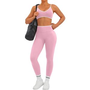 TDIFFUN Women Workout Sets 2 Piece Seamless Scrunch Butt Lifting Leggings Padded Sports Bra Matching Set Gym Yoga Outfits (Pink, Medium)