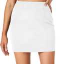 LYANER Women's High Waist Slim Fit Zipper Basic Short Bodycon Pencil Mini Skirt (Large, White)