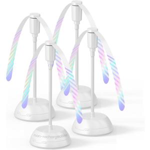 Edvision 4Pack Food Fan for Table, AA Battery Powered, Portable Fan with Flexible Gooseneck and Soft Blades, Soundless Table Fan for BBQ, Picnic, Party, Patio (Non-rechargeable,White)