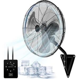 20” Wall Mount Fan 7000 CFM High Velocity Wall Industrial Fan 120° Oscillating Fans 3-Speed for Household, Commercial Use - ETL Listed, Black