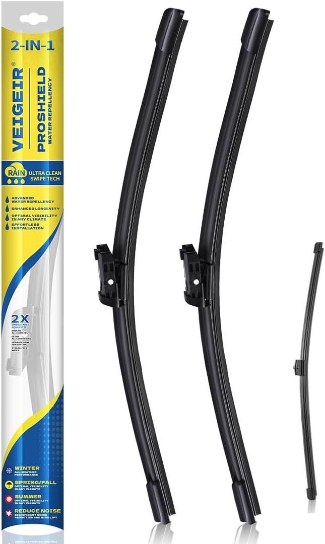 3 Pack Windshield Wiper Blades Compatible with BMW X2 2018-2022, Front and Rear, 24" 20" 13" (A332H)