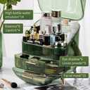 CANITORON Makeup Organizer,Large Capacity Skincare Organizer for Vanity,Cosmetic Organizer with 2 Drawers and Transparent Cover for Bedroom Countertop and Bathroom Countertop Storage.(LGreen)