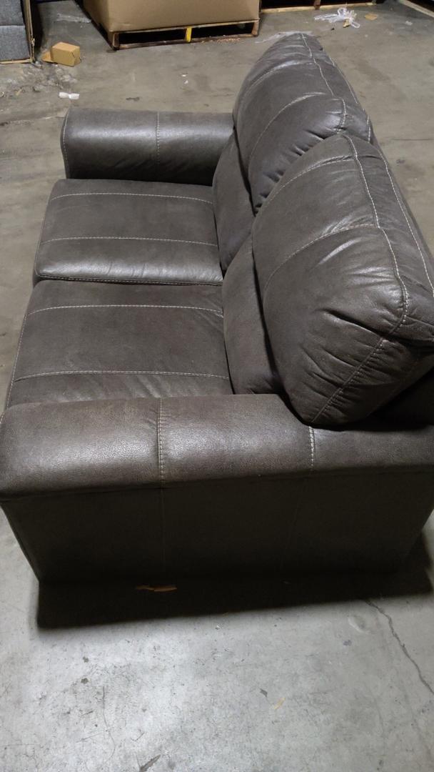 Signature Design by Ashley Navi Faux Leather Modern Loveseat, Gray