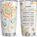60th Birthday Gifts for Women Tumbler 20oz, Happy 60th Birthday Decorations, 60 Year Old Gifts for Women/Her/Mom/Grandma