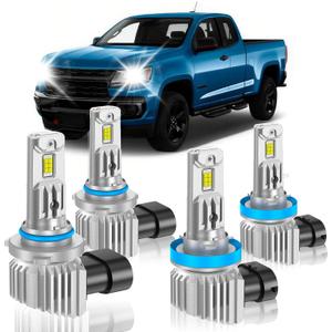 Fit for Chevrolet 2013-2022 Colorado Light Bulbs, High/Low Beam Light Bulbs Combo, 800% Brightness CSP Chips, 6000K White, Efficient Heat Dissipation, Pack of 4