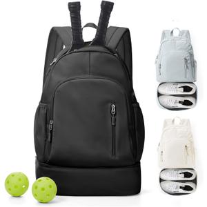 Pickleball Backpack for Women Men, Gym Back Pack with Shoe Compartment Pickleball Bag Fits 2 Pickle Ball Paddles