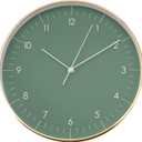 LUUK LIFESTYLE Silent wall Clock with Quartz Movement, Modern and Minimalist Design, Deco for Kitchen, Living Room, Gift idea, Dark Green and Gold