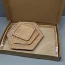 Bamboo Serving Trays Cutting Boards 16.5"x11.8"42x30cm with Handle, Set Includes 0.63"(1.6cm) Thick Plates 1xHexagon 12.5"(32cm)+1xHexagon 9.8"(25cm)+1xSquare 5.9"(15cm) for Family Dinner