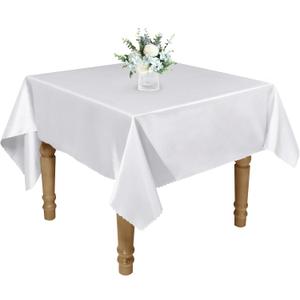  Pack 60 x 60 Inch Square Tablecloth, White Satin Tablecloth, Silky Square Table Cloth, Bright Smooth Table Cover for Wedding, Banquet, Party Dinning Decoration