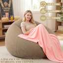 12 Pcs Bean Bag Chair Set Include 6 Inflatable Beanbag Chairs Blow up Sofa 6 Soft Fleece Sleepover Blankets with Electric Air Pump for Outdoor Movie Night Camping Reading Living Room