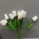 Yunlly 200 Pcs White Artificial Tulips Bulk PU Faux Tulips with Stem Bouquet Centerpieces Real Touch Fake Flower for Wedding Arrangement Bouquets Party Decorations(White)