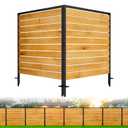 No Dig Wooden Privacy Fence Screen, 38" H X 42" W Outdoor Air Conditioner Fences, Hide Trash Bins Or Ac Units, Decorative Garden, Patio, Backyard Fence -Temporary Fencing -2 Panels