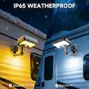Magnetic Solar RV Lights Outdoor with Remote, USB &Solar Charging, 3 Colors, Motion Sensor Exterior LED Lights with Adjustable Bracket for Camper Step, Awning & Garage, IP65 Waterproof, 2 Pack