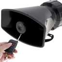 7 Sounds Loud Car Warning Alarm Police Fire Siren Horn Speaker with Remote Controller 12V 100W, Siren for Car Black