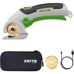 ZEITE 4V Cordless Scissors,Electric Cardboard Box Cutter with Titanium Coated HSS Blades,Ideal for Cardboard Leather Carpet Fabric Cutting and recycling,Gifts for Men & Women,Storage Case