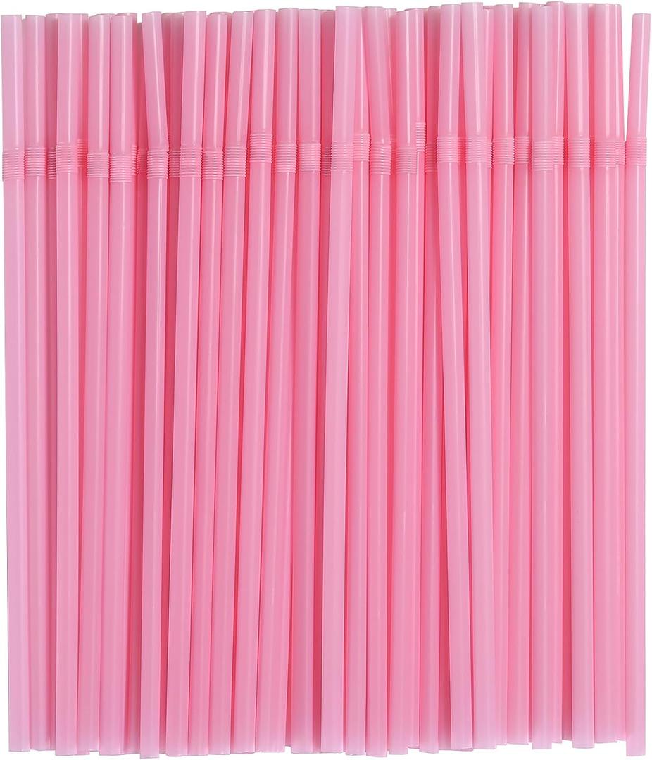 3 x YAOSHENG [200 counts] Pink Straws Flexible Plastic Straws, 0.23 inches x 8.26 inches Disposable Bendy Drinking Straws (pink)