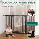 Cumbor 30-54" Extra Wide Baby Gate for Stairs, Dual Lock & Self-Closing Dog Gate Indoor, Easy Install Pet Gate for Doorways, Hallways & Kitchen, Easy Walk Thru Safety Proofing for Babies & Pets, Black