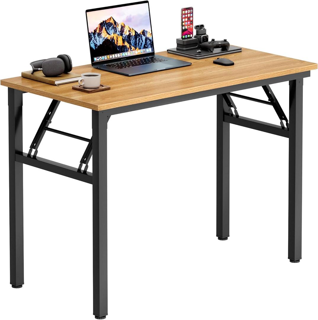 Need Office Computer Desk 35.8 Inch Sturdy Folding Laptop Table Teak