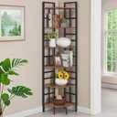 HOMISSUE Corner Shelf, 6 Tier Tall Narrow Bookshelf 76.9", Industrial Corner Bookcase with Storage for Home Office Living Room and Bedroom, Rustic Brown