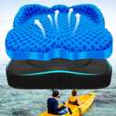 NEW-Vi Anti-Slip Kayak Seat Cushion - Double Thicken Gel Boat Cushion, Waterproof Kayak Gel Seat Cushion, Coccyx Sciatica Pain Relief, Kayak Accessories for Fishing, Kayak Fishing Accessories (Blue)