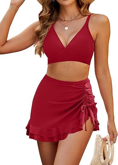 Blooming Jelly Women's High Waisted Bikini Sets Tummy Control Swim Skirt Two Piece Swim Suit 2025 Retro Swimsuit,S