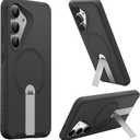 for Samsung Galaxy S25 Plus Case, Magnetic Silicone Slim Shockproof Protective Phone Case with Built-in Adjustable Kickstand (Black)