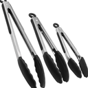 3pcs Heavy Duty Cooking Tongs Set with Non-stick Tips for Grilling Baking and Serving Versatile Utensils for Bbq Kitchen and Food Preparation